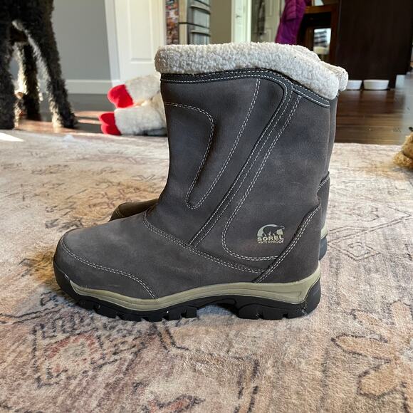 Sorel Water Fall Waterproof Gray Suede Boots WOMEN'S SZ 9 Winter Boots EUC - Picture 4 of 9